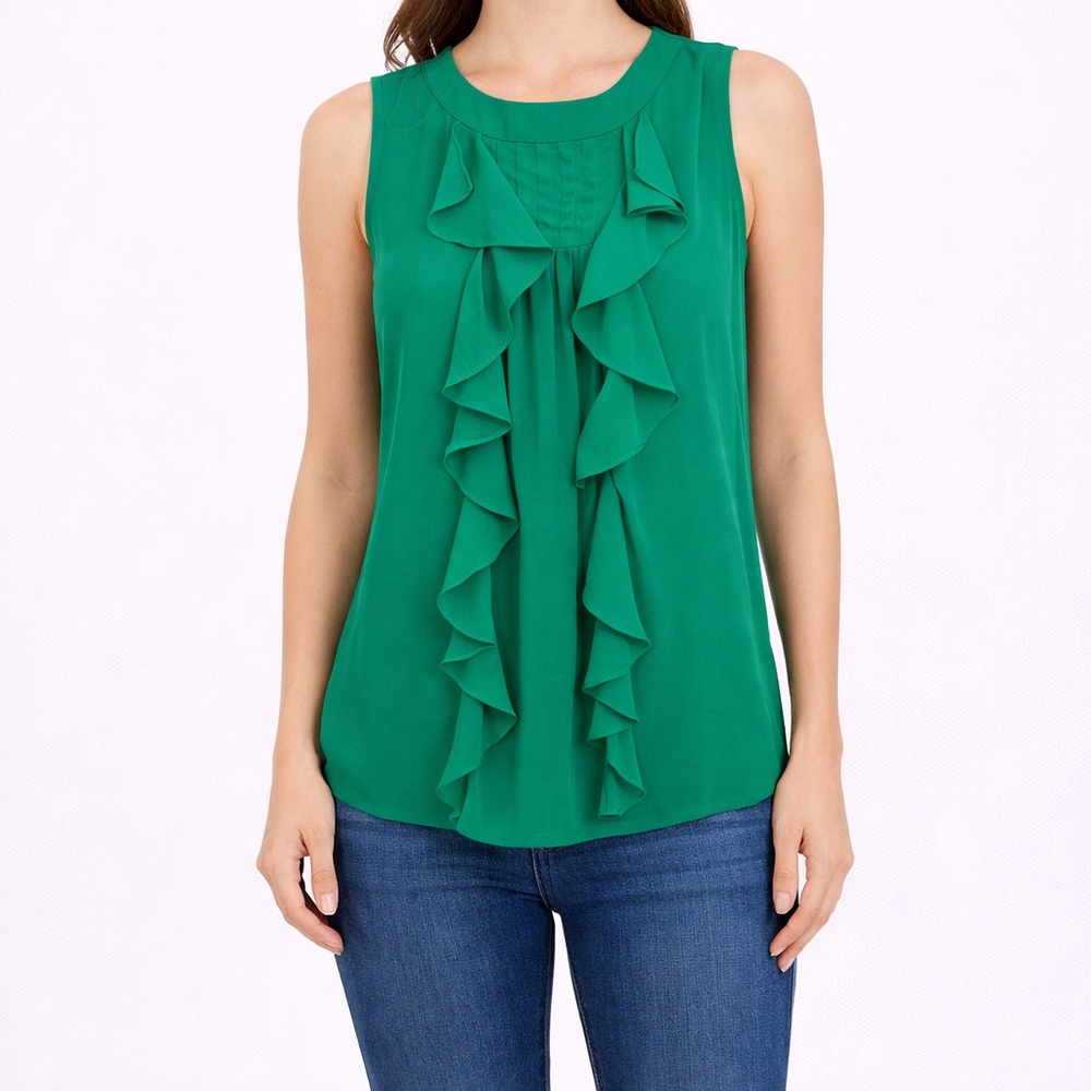 Duro Olowu Vibrant Green Sleeveless Blouse XSmall